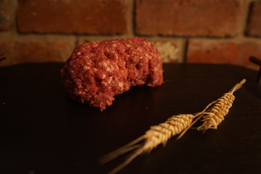 A portion of Lamb mince on a slate chopping board