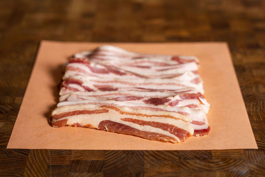 Marshall’s home-cured smoked streaky bacon made with pork from pigs reared on the family farm