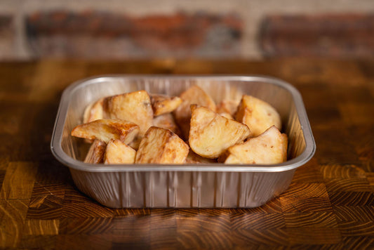 Marshall’s ready-to-roast homegrown potatoes prepared in a foil roasting tray