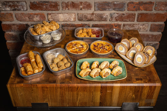 Marshall’s Festive Party Food Box with savoury bites and dipping sauces for eight people